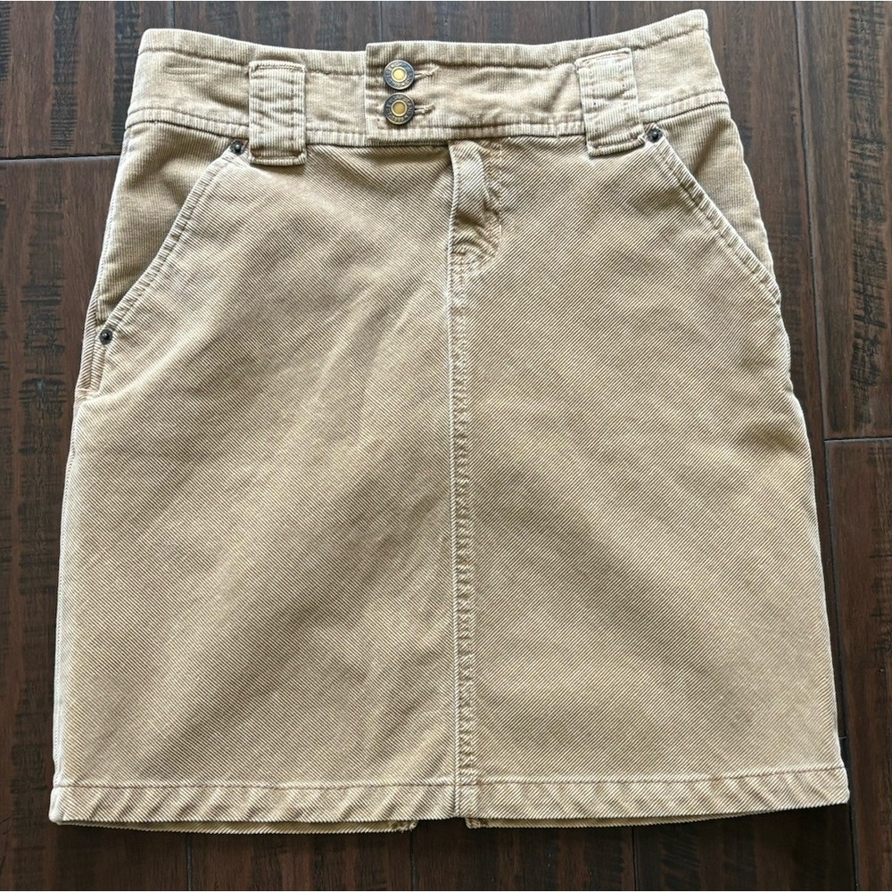 Gap Skirt Womens 1 Vintage Tan Corduroy Stretch Fall Preppy Schoolgirl Y2K